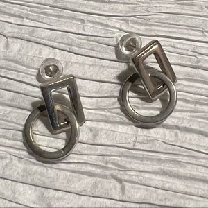 GUCCI ROUND SQUARE SILVER 925 PIERC EARRINGS D1649